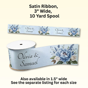 Namen hinzufügen, 3" große Blue Peony Wedding Suit Satinband