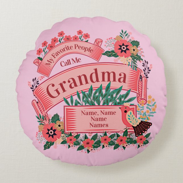 Namen hinzufügen ändern ALLE Textfavoriten, die ic Rundes Kissen (Vorderseite)