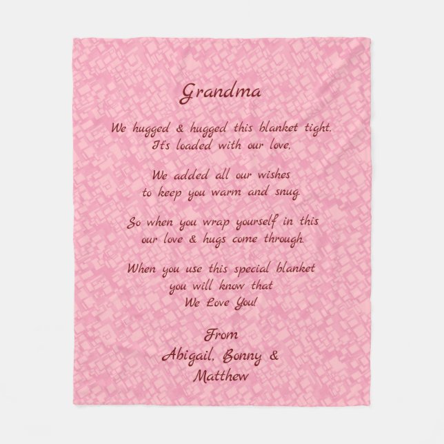 Namen hinzufügen, jeden Text ändern, den wir in di Fleecedecke (Vorderseite)