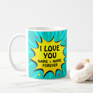 Namen hinzufügen Valentinstag I Liebe Pop Art Comi Kaffeetasse