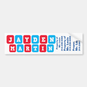 Namen: Jayden und Martinnametag/Aufkleber Autoaufkleber