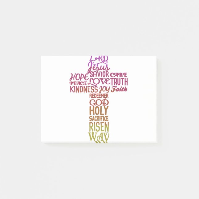 Namen Jesu in Form eines Kreuzdesigns Post-it Klebezettel (Vorderseite)