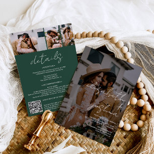 Namen Kalligrafie grün 4 Foto alle in einer Hochze Einladung