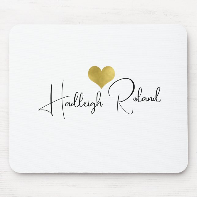 Namen Kalligrafie Monogramm Herz Mousepad (Vorne)