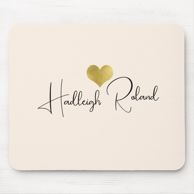 Namen Kalligrafie Monogramm Herz Mousepad (Vorne)