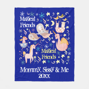 Namen, Schneeflocken, Narwhal Mermaid Unicorn Drac Fleecedecke