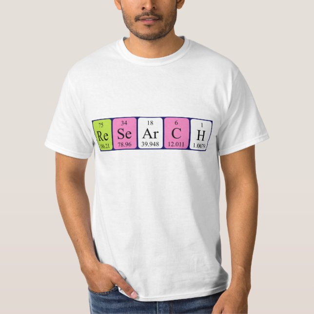 Namen-Shirt der periodischen Tabelle der Forschung T-Shirt (Vorderseite)