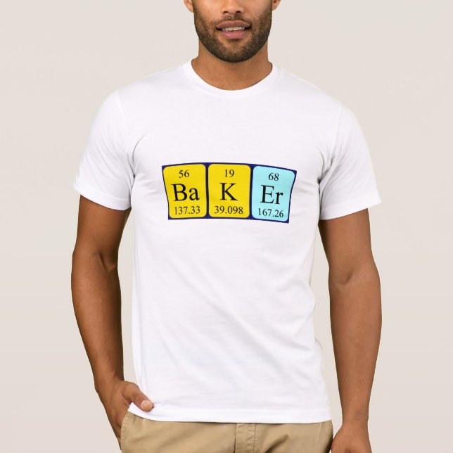 Namen-Shirt der periodischen Tabelle des Bäckers T-Shirt (Vorderseite)