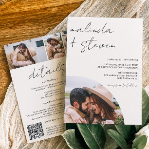 Namen Skript Bogen Elfenbein 4 Foto alle in einer  Einladung