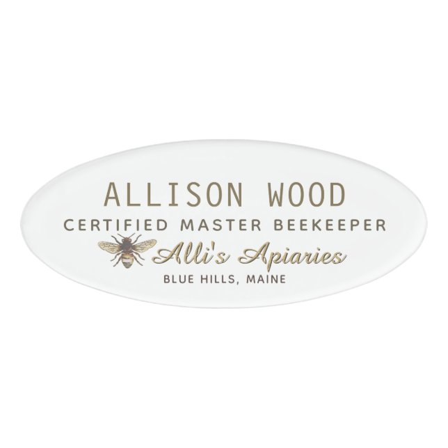 NAMEN TAG MIT Honigbiene Namenschild (Vorderseite)