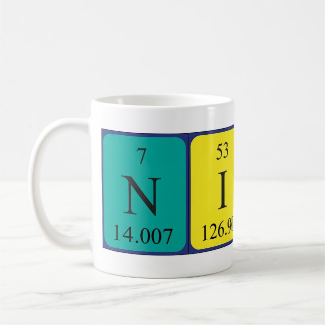 Namen-Tasse der periodischen Tabelle des Nicks Tasse (Links)