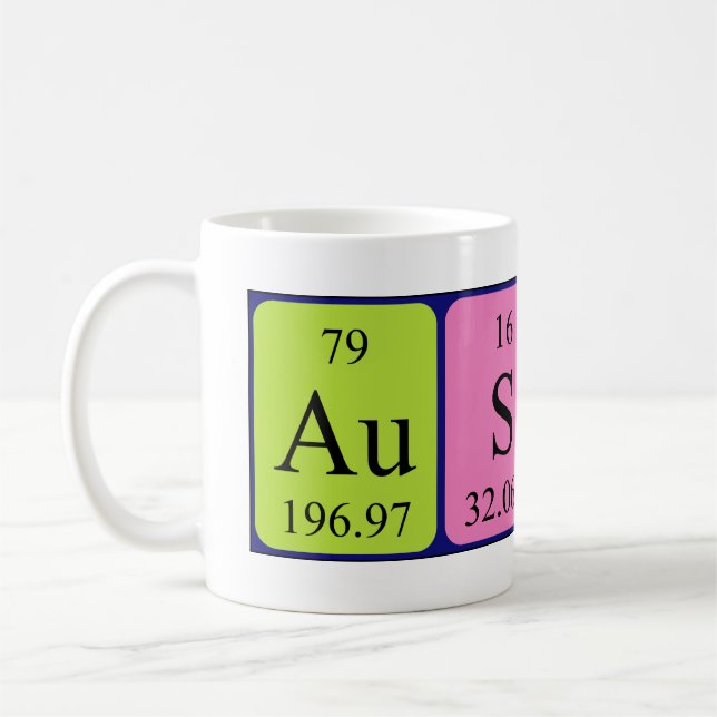 Namen-Tasse periodischer Tabelle Austins Kaffeetasse (Links)