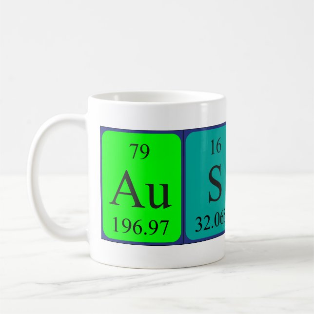Namen-Tasse periodischer Tabelle Austins Kaffeetasse (Links)