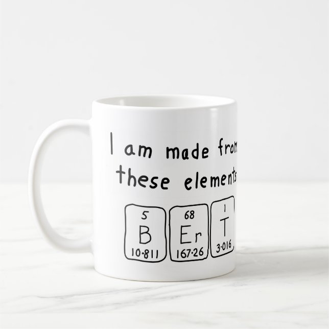 Namen-Tasse periodischer Tabelle Bert Kaffeetasse (Links)