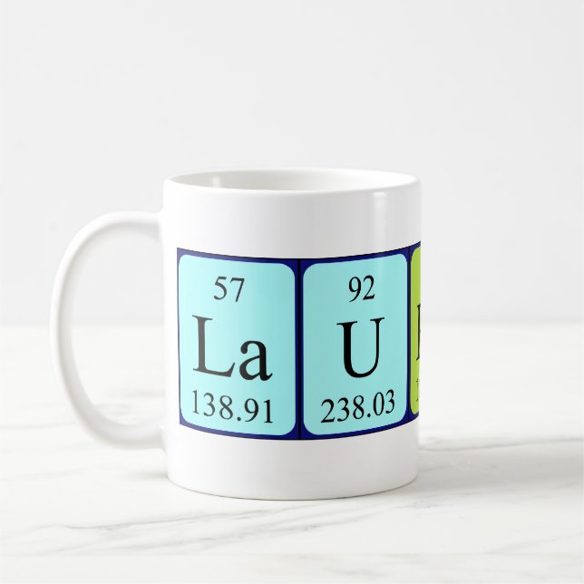 Namen-Tasse periodischer Tabelle Laurence Tasse (Links)