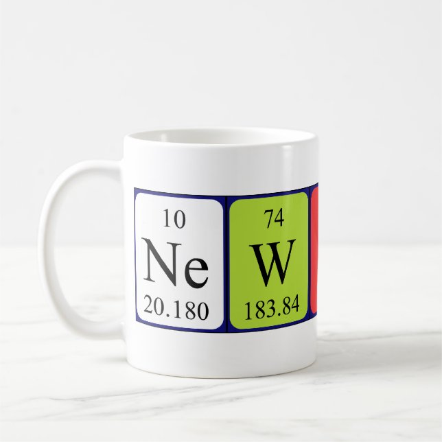 Namen-Tasse periodischer Tabelle Newtons Tasse (Links)