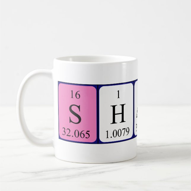 Namen-Tasse periodischer Tabelle Sharons Kaffeetasse (Links)