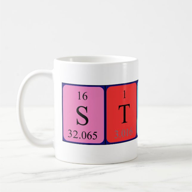 Namen-Tasse periodischer Tabelle Stuarts Kaffeetasse (Links)
