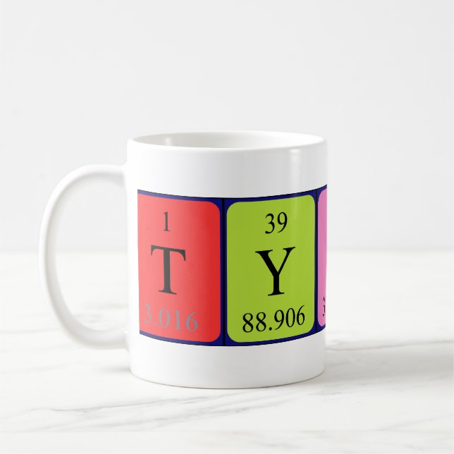 Namen-Tasse periodischer Tabelle Tysons Tasse (Links)