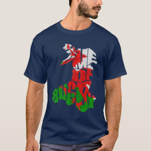 Namen-u. Zahl-Rückseiten-Druck-Waliser-Rugby-T - T-Shirt