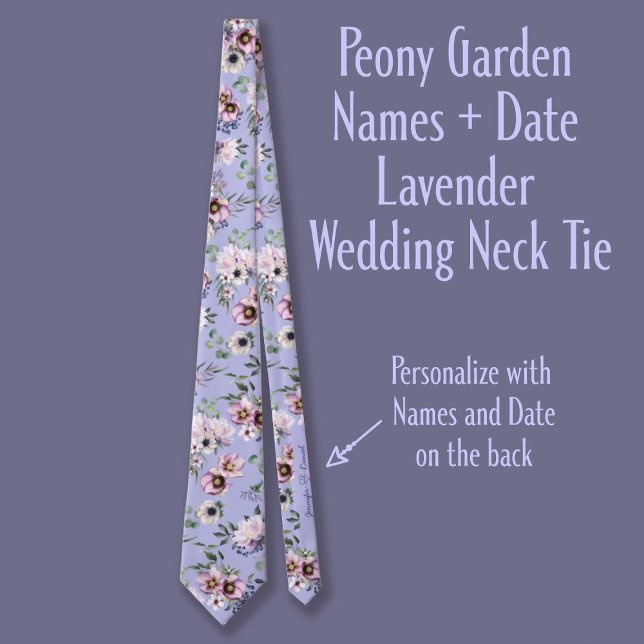 Namen von Peony Garden + Date Lavender Wedding Krawatte (Von Creator hochgeladen)
