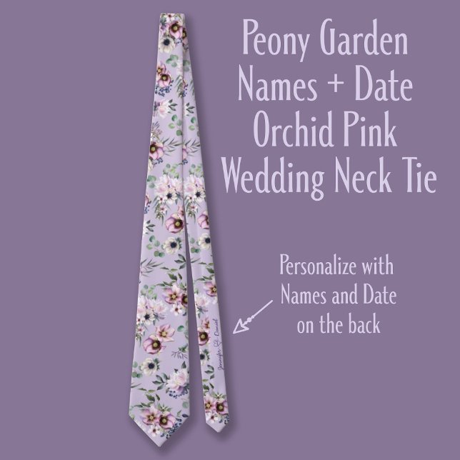 Namen von Peony Garden + Date Orchid Pink Wedding Krawatte (Von Creator hochgeladen)