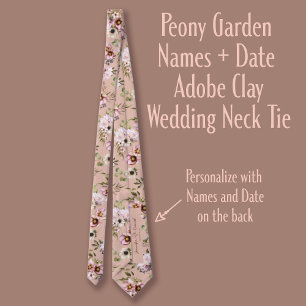 Namen von Peony Garden + Datum Adobe Clay Hochzeit Krawatte