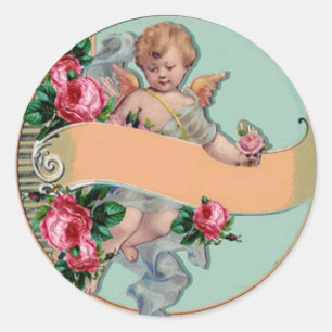 Namen zu vintage cherub roses Kunstaccessoires hin Runder Aufkleber