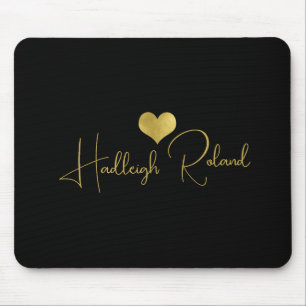 Namens-Kalligrafie-Monogramm Herz Gold Schwarz Mousepad