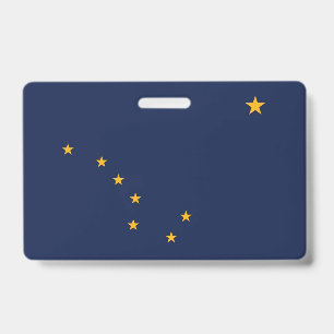 NamensAbzeichen mit Flagge von Alaska-Staat, USA Ausweis