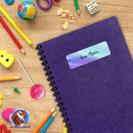 Namensaufkleber - eckig Farbverlauf - lila türkis