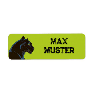 Namensaufkleber eckig - grün - Schwarzer Panther
