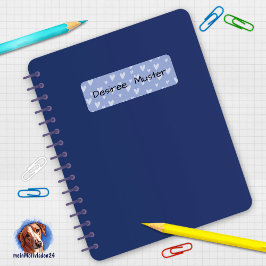 Namensaufkleber eckig - Herzchen lila blau