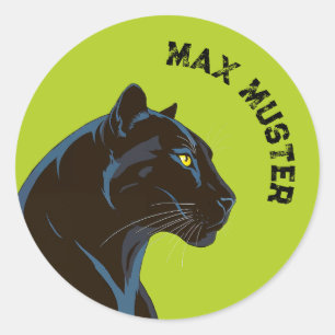 Namensaufkleber grün - Schwarzer Panther Runder Aufkleber