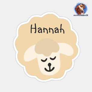 Namensaufkleber Schäfchen - beige   9 Form -  Aufkleber
