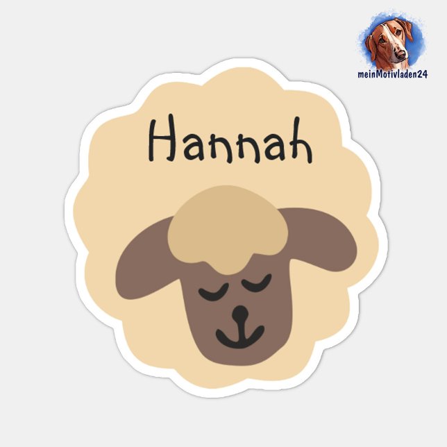 Namensaufkleber Schäfchen - beige braun | 9 Form - Aufkleber (Konturgeschnittener Namensaufkleber für Kinder - Schaf - personalisierbar mit Name oder Wunschtext)