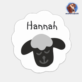 Namensaufkleber Schäfchen - weiß schwarz| 9 Form - Aufkleber