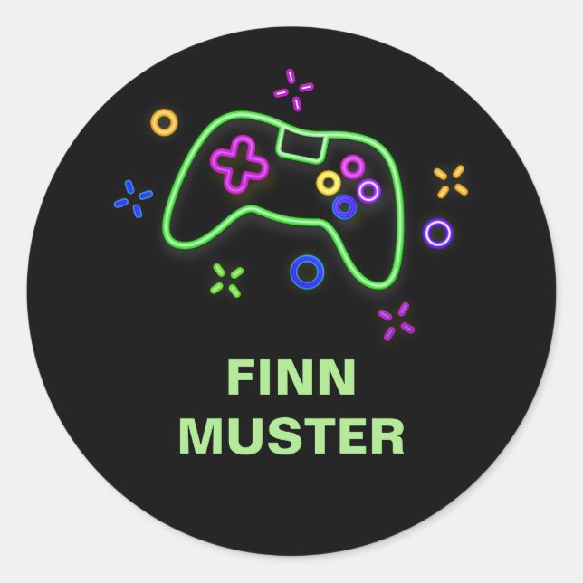 Namensaufkleber - Spielecontroller Runder Aufkleber (Vorderseite)