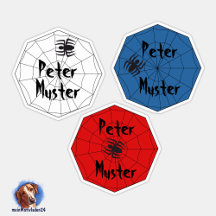 Namensaufkleber Spinne mit Netz | 9 Kontur -