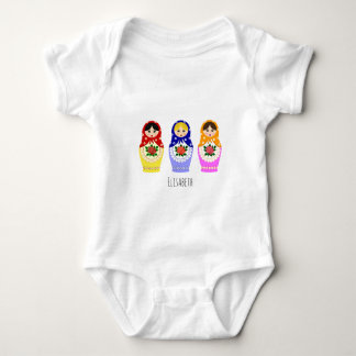 Namensbaby-Shirt russischer matryoshka Puppen Baby Strampler