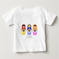 Namensbaby-Shirt russischer matryoshka Puppen