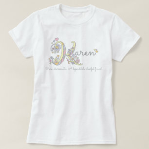 Namensbedeutenk Monogrammherzen Karen-Mädchen T-Shirt