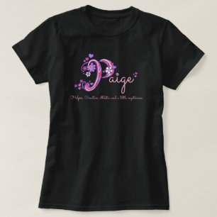 Namensbedeutenp Monogrammherzen Paige Mädchen T-Shirt