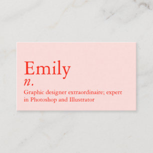 Namensdefinition   Moderner QR-Code Rosa Rot Visitenkarte