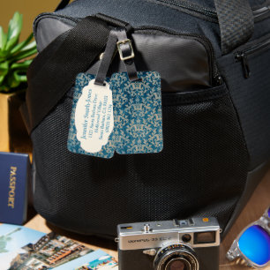 Namensgebender Damast Denim Blue Gepäckanhänger