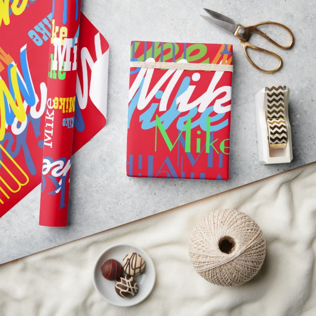 Namensgebung für personalisierte Jungs Geschenkpapier (Kunsthandwerk)