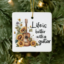 Namensgitarre mit Sonnenblume anpassen Keramikornament