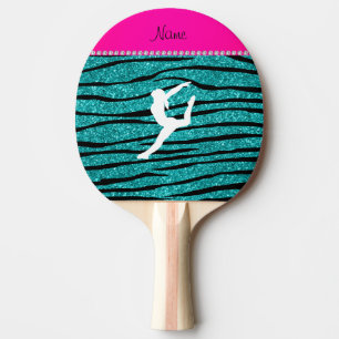 Namensgymnasttürkis-Glitter Zebrastreifen Tischtennis Schläger