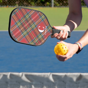 Namensinitialen auf Royal Stewart Tartan Druck, Pickleball Schläger
