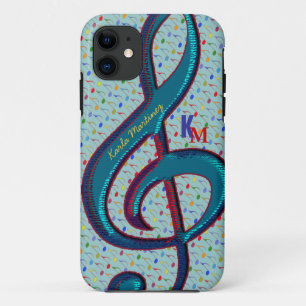 Namensinitialen mit musikalischer Note iPhone 11 Hülle